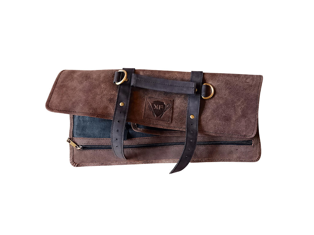 Rullmapp Brun Läder 5 Rum 43x35 cm