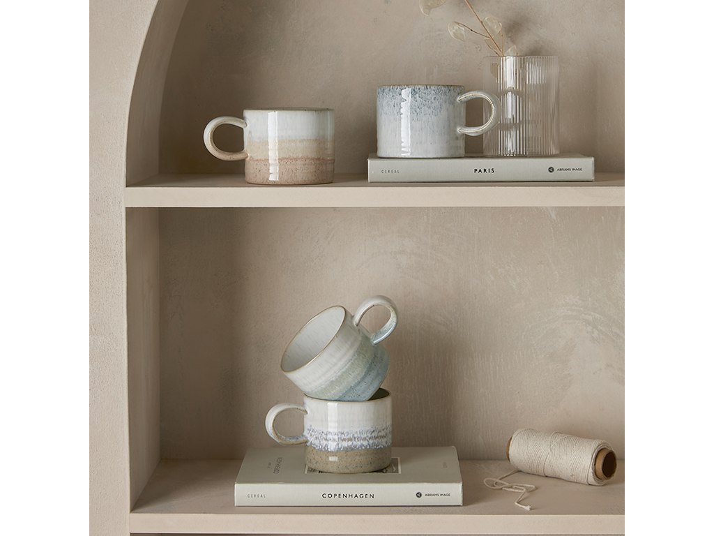 Kop med hank Rillet 295ml Kiln Hvid