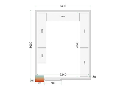 Kylrumspanel 2400x3000x2200 80mm