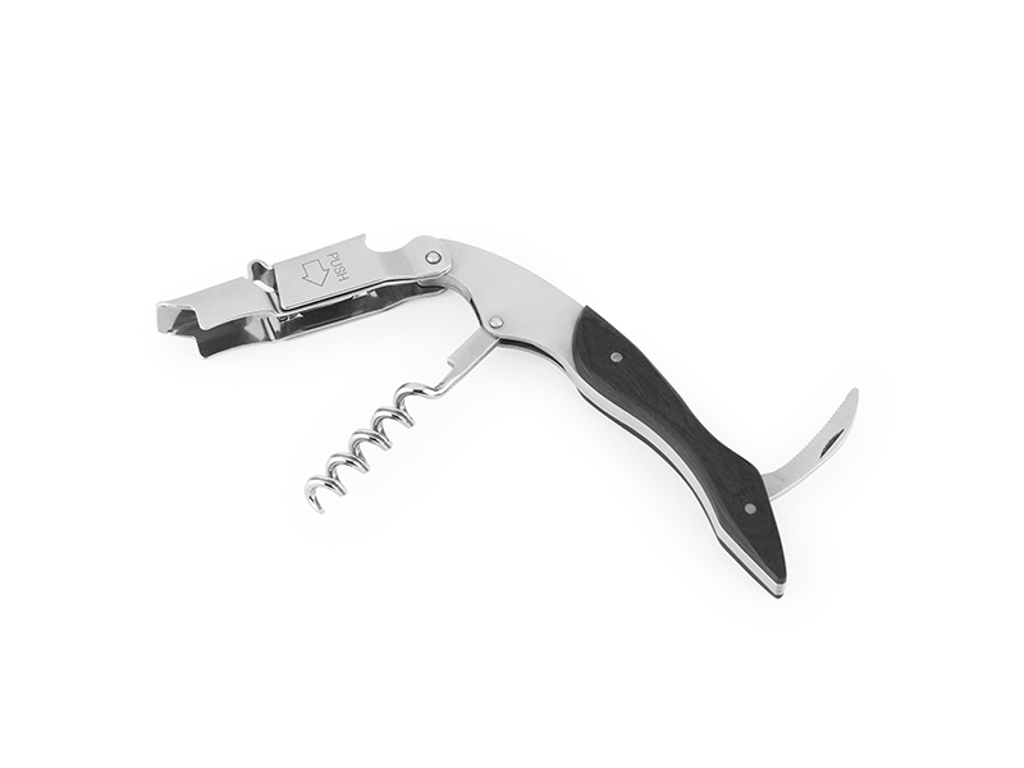 Korkskruv servitör svart trä m. kniv BOJ