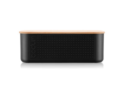 Brödbox m/ bambulock Svart 29x19x10