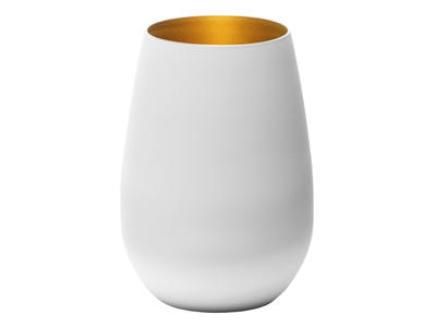 Vattenglas med glas vit/guld str 46,5cl - 120x64mm