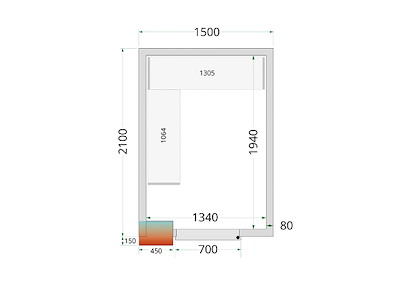 Kylrumspanel 1500x2100x2200 80mm