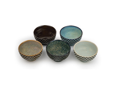 Tekopp 5 st m. Fot Blå/Grön SARA