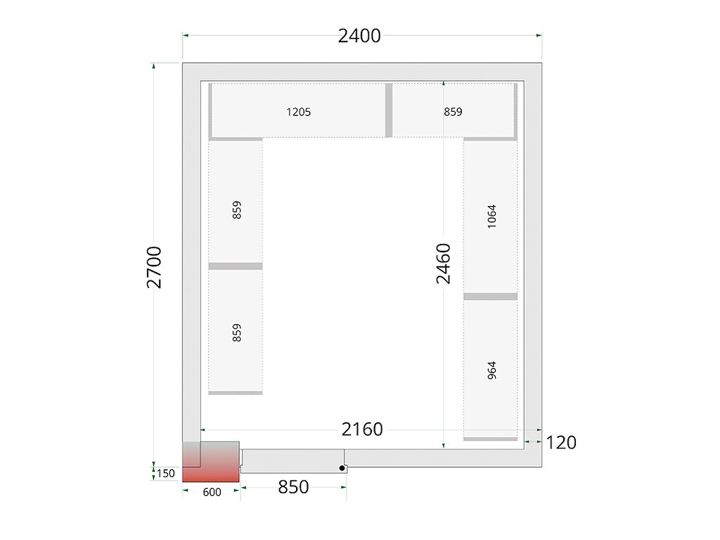 Fryserumspanel 2400x2700x2200 120mm