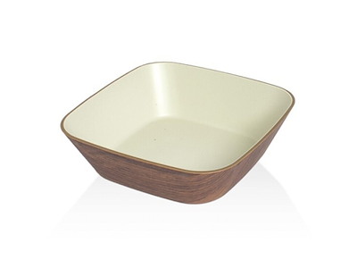 Skål Snack 18x18 cm Trälook/Vit