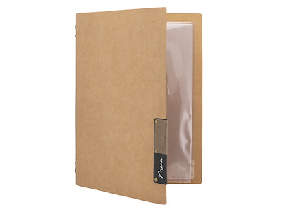 Meny kort Beige Natur inkl. 4xA4 ficka