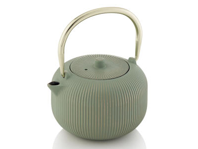 Teapot i gjutjärn ljusgrön/guld 400ml - 140x100x100mm