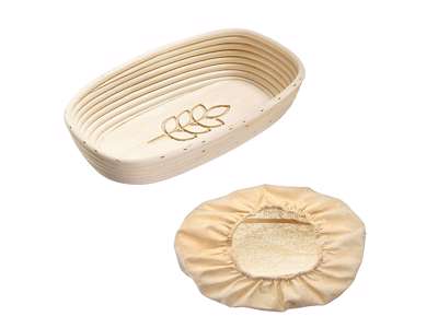 Häva korg oval 34x20,5 med tryck och tygduk