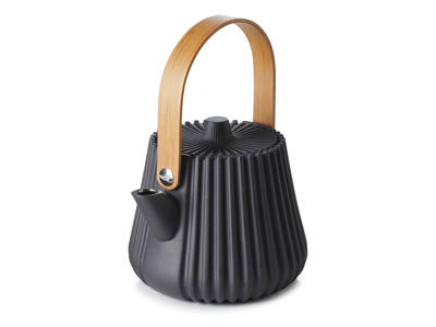 Tekanna m. korg 12,5 cm Svart Slät Metall Pekoe