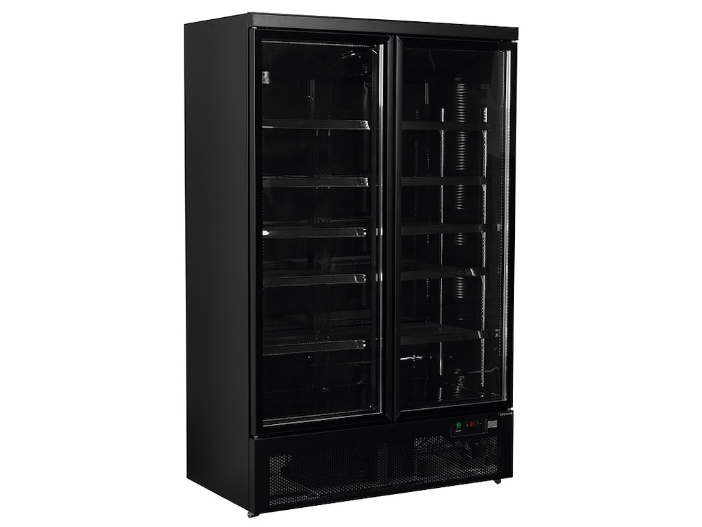 Displaykøleskab 809ltr 2 låger Sort