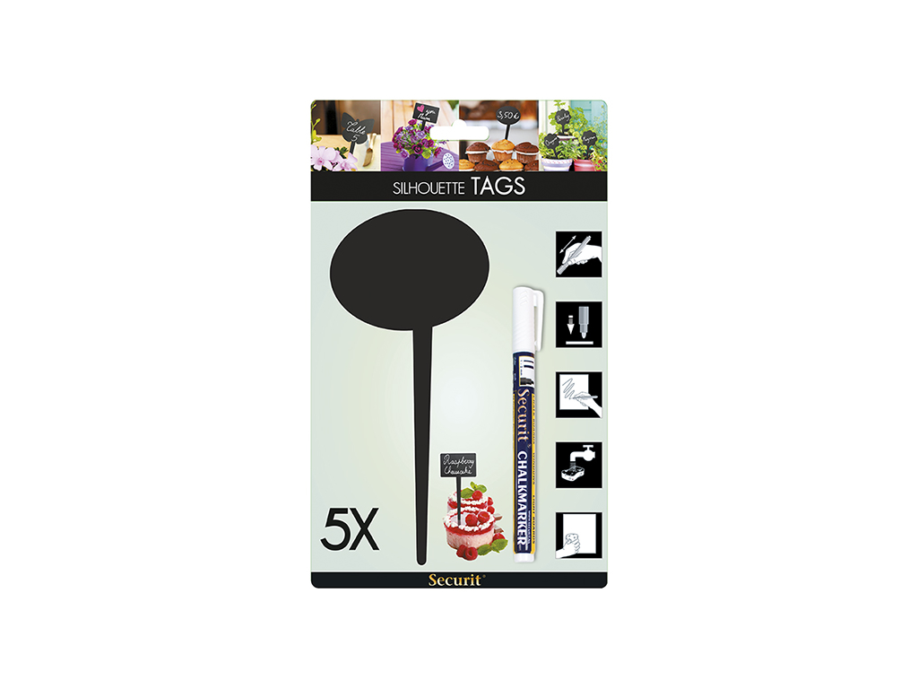 Prisskylt bubbla, 5 st paket + 1 vit tu