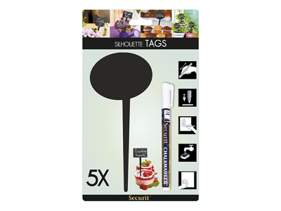 Prisskylt bubbla, 5 st paket + 1 vit tu