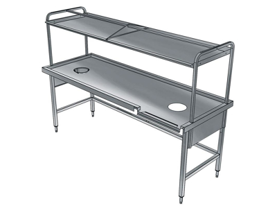 Bord 1700 mm 1 avfallshål + hylla V>H