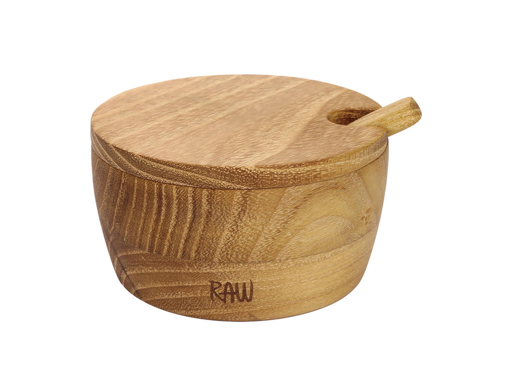 RAW Saltkar m. Ske 8,2x4 cm Teakträ