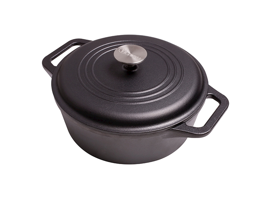 Kastrull med lock, Ø24 cm, Victoria, gjutjärn