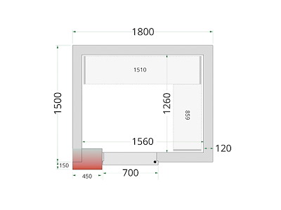 Fryserums panel 1800x1500x2200 120mm