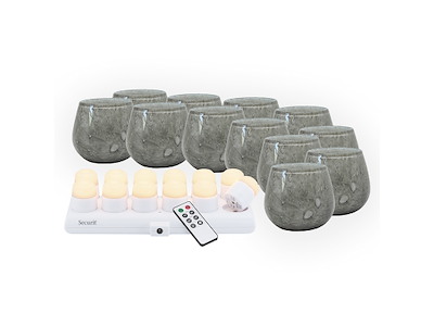 Ljusstake LUNA Grå m/Vit fyrfasljus 12sæ