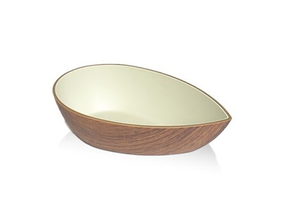 Skål Snack 8x13 cm Trälook/Vit