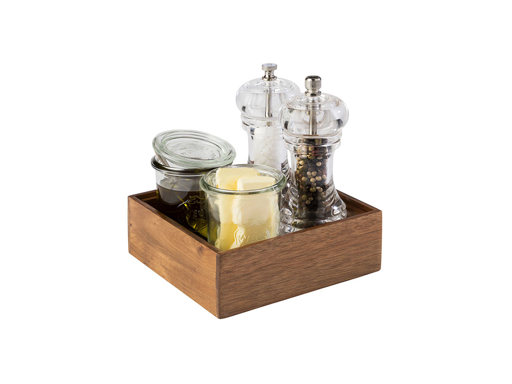 Förvaringslåda akaciaträ 15x15 cm