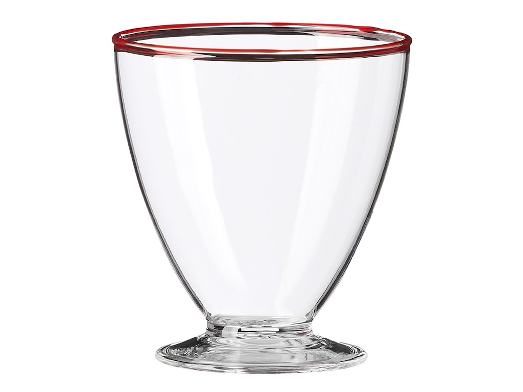 Glas m/fot 30cl Liv i Färg Röd kant