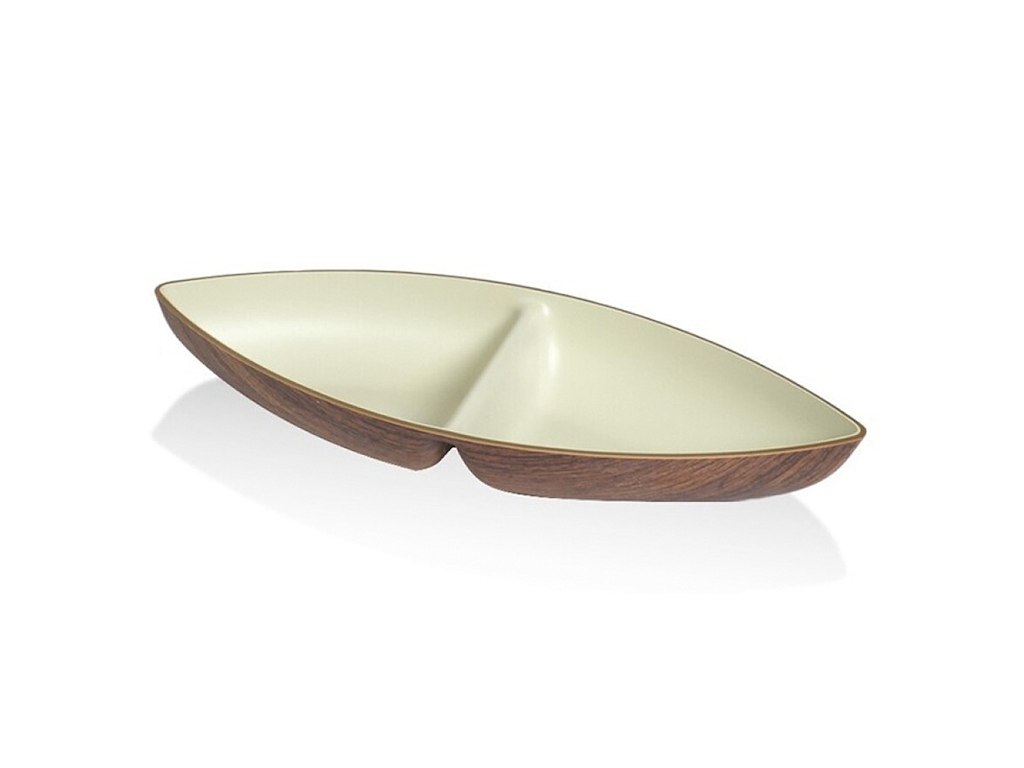 Skål Snack Todelt 27x11 cm Trälook/Vit