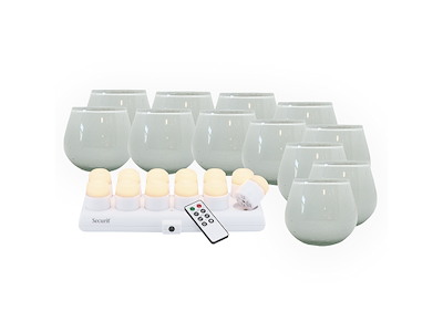 Ljusstake LUNA Vit m/Vit fyrfasljus 12s