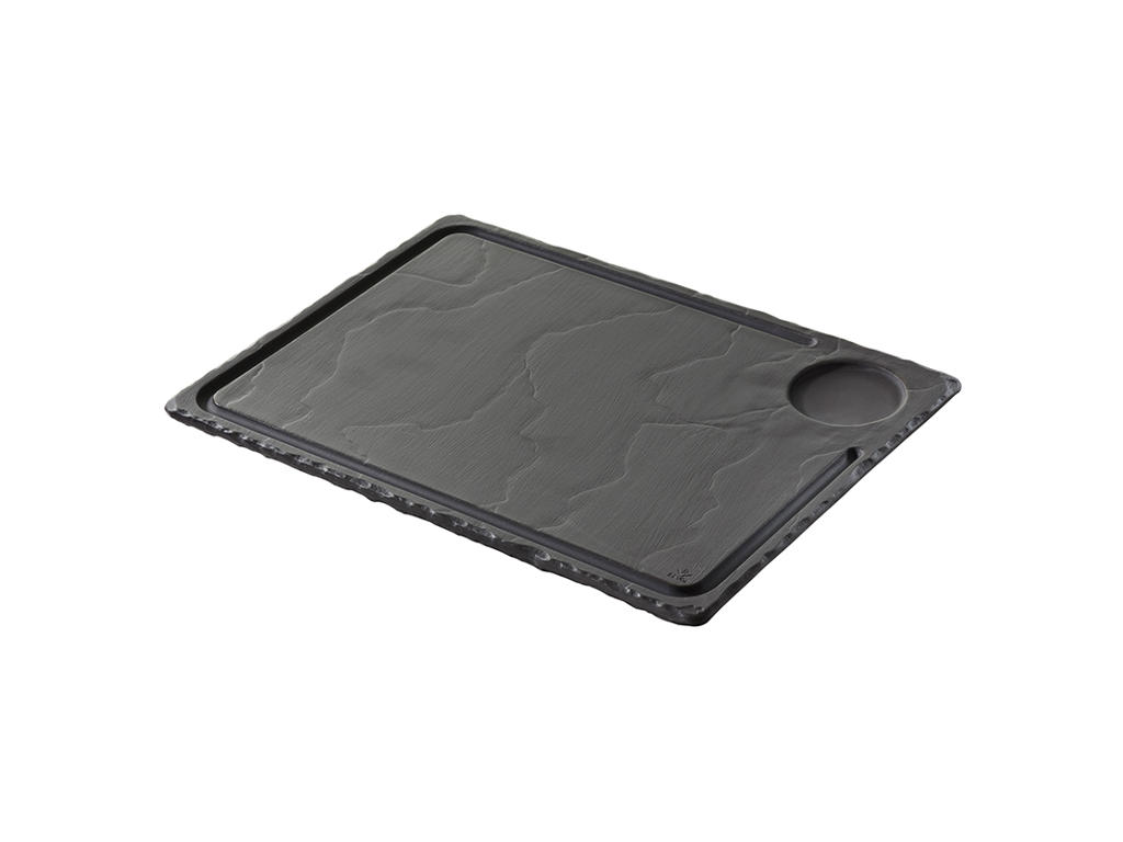 Tallrik Steak 33x24 cm Oglaserad Svart Basalt