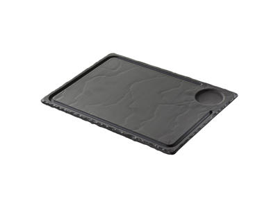 Tallrik Steak 33x24 cm Oglaserad Svart Basalt