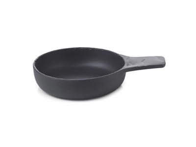 Skål med handtag Ø13 cm Oglaserad Svart Basalt