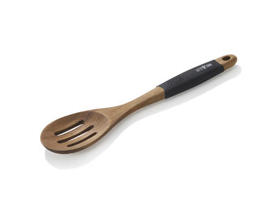 Grytspade m/hål Trä m/silikon på handtag