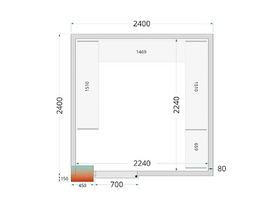 Kylrumspanel 2400x2400x2200 80mm