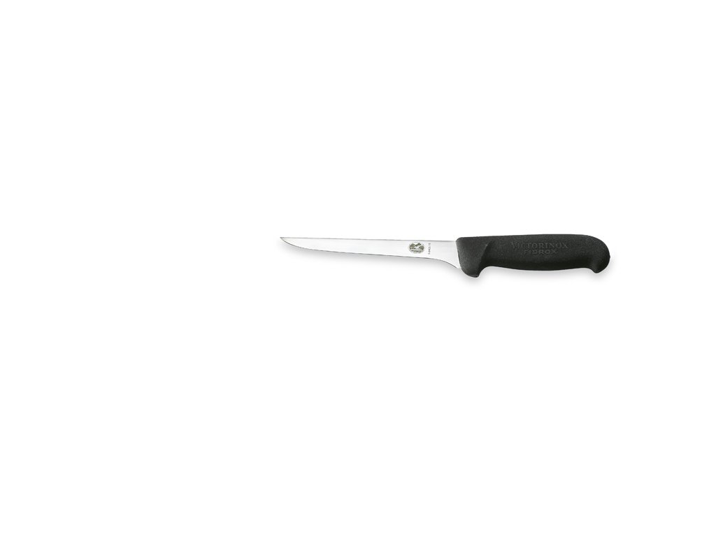 Utbensare, 15 cm, Victorinox Fibrox, svart, smal, rak blad