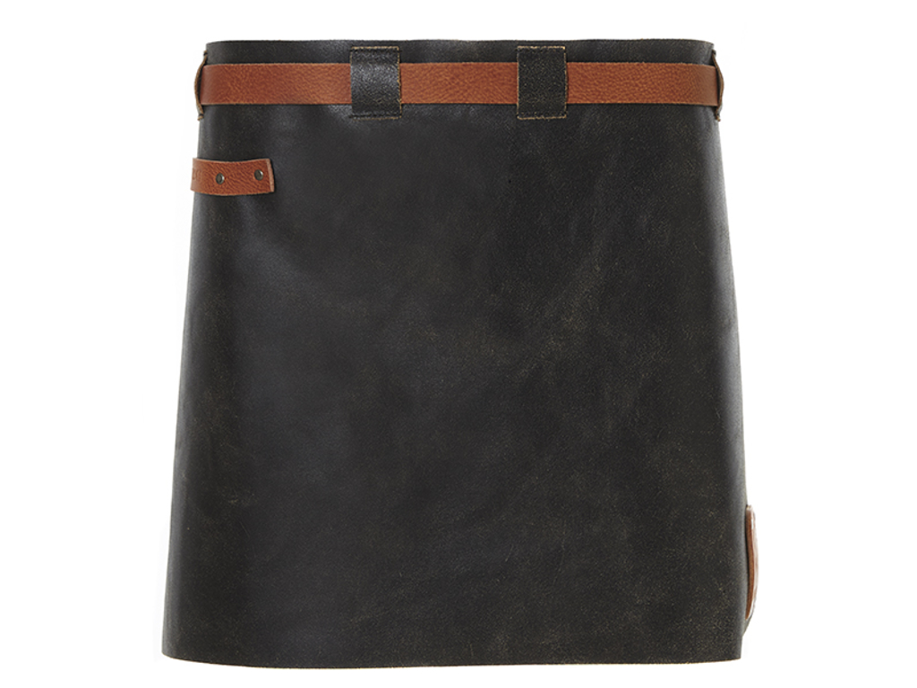 Tjänarförkläde svart/kognac läder dam