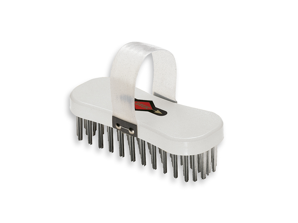 Stålborste, köttbearbetning, Willy Peitz, 18,5x7,5 cm, vit