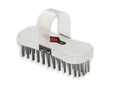 Stålborste, köttbearbetning, Willy Peitz, 18,5x7,5 cm, vit