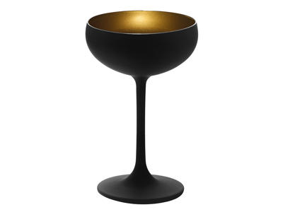 Champagneskål med glas svart/guld 23cl - 147x90mm