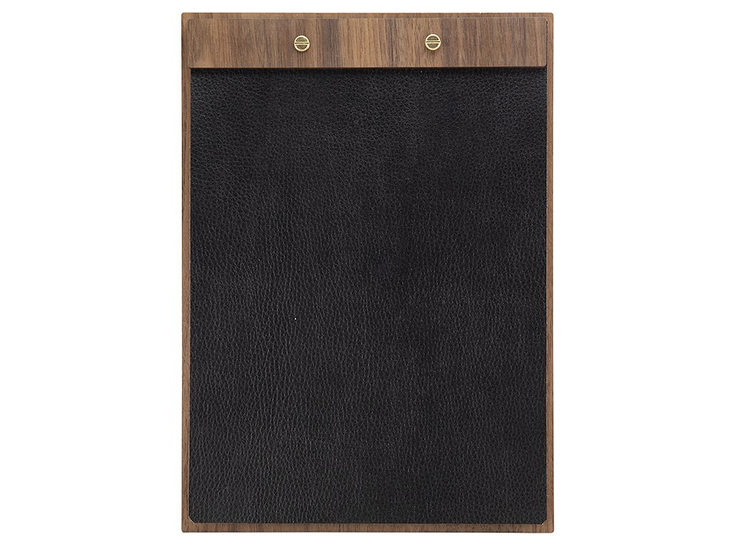 Meny kort Skylt Läder Valnöt A4