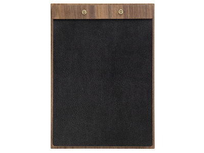 Meny kort Skylt Läder Valnöt A4