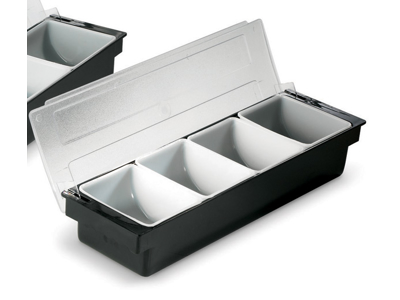 Behållare med 4 rum och lock svart