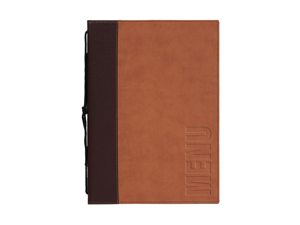 Meny kort A4 brun 1 uppslag/4 sidor Trendy