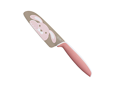 Barnkniv, 12 cm, Tojiro, röd, med hundmotiv