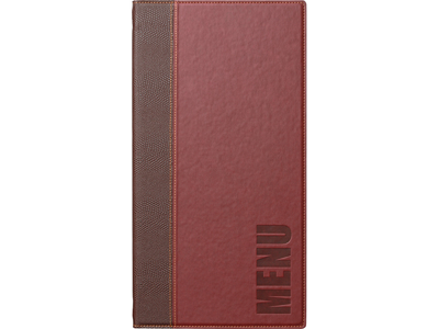 Meny kort lång vinröd 1 uppslag/4 sidor Tre