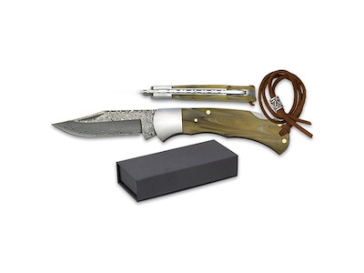 Fickkniv 7 cm 73 lager Damaskus Akryl