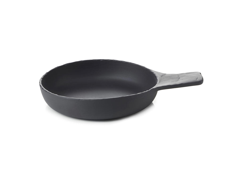 Skål med handtag Ø18 cm Oglaserad Svart Basalt