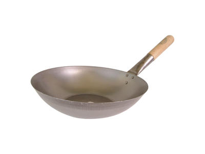 Wok 33 cm Järn m. Trähandtag Platt Botten
