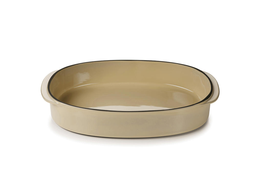 Fat Oval 34x25 cm Beige Caractere Culinaire