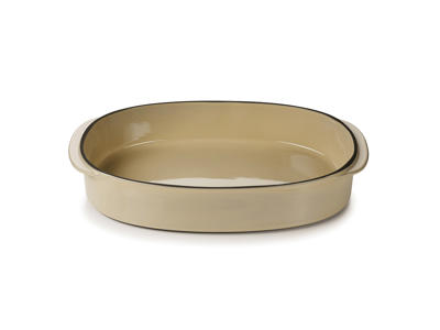 Fat Oval 34x25 cm Beige Caractere Culinaire