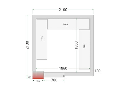 Fryserums panel 2100x2100x2200 120mm