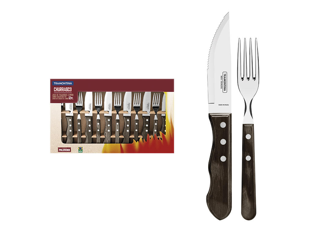 Bestickset 6 jumbo steakknivar, 6 gafflar